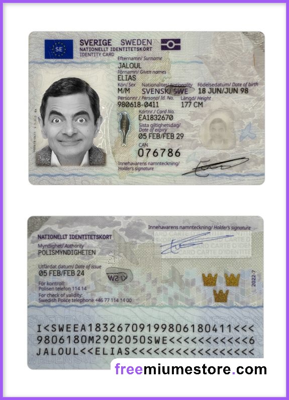 Sweden ID Card PSD Template Download